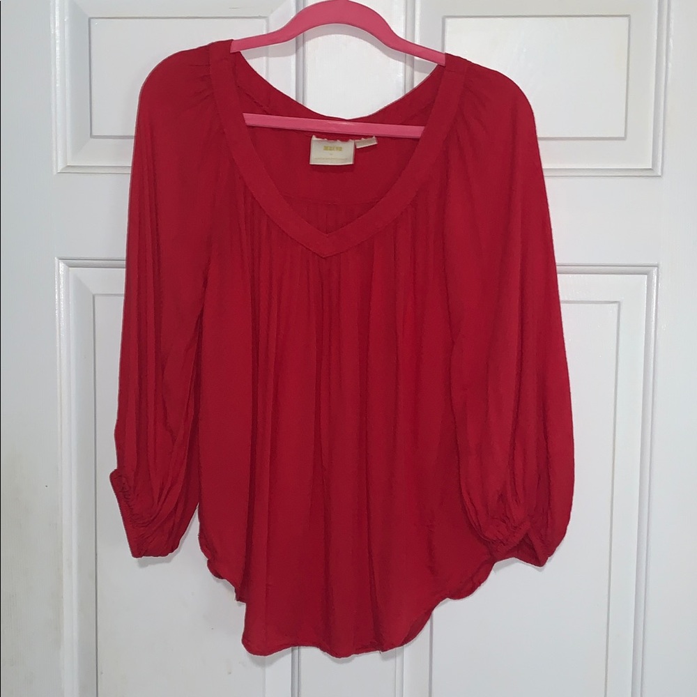🍇 MAEVE by Anthropologie Red V-neck Top 6
